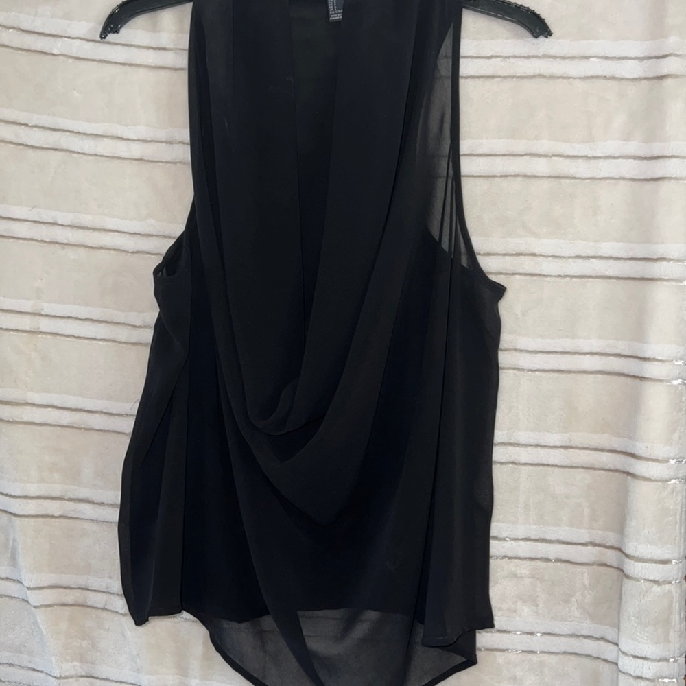 Forever 21 L Black Sleeveless Blouse with Cowl Neck
